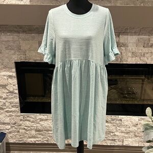 Polagram Medium Green Ruffle Sleeve Slipon Dress